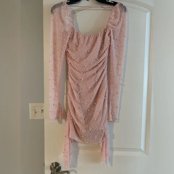 Princess Polly Pink Beaded Dress SZ 2 - Picture 3 of 6